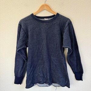 Vintage J E Morgans Active Johns Thermal Long Sleeve Blue Cotton Blend Size